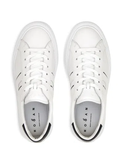 Hogan White Leather Sneakers With Logo Design And Rubber Sole In White
