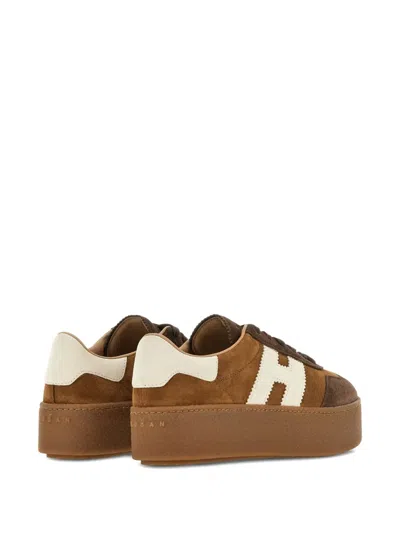 Hogan Low Top Platform Sole Sneakers In Brown