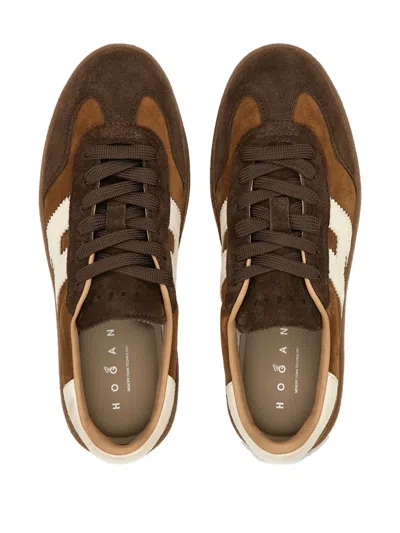 Hogan Low Top Platform Sole Sneakers In Brown