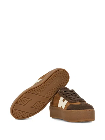 Hogan Low Top Platform Sole Sneakers In Brown