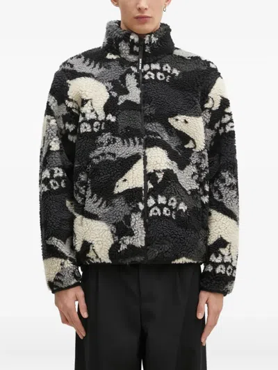 Human Made Polar-bear Fleece Jacket In Gray