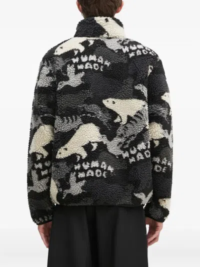 Human Made Polar-bear Fleece Jacket In Gray