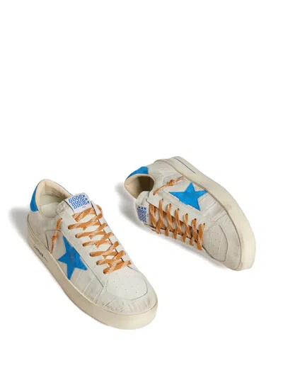 Golden Goose Stardan Star-printed Crocodile-effect Sneakers In White