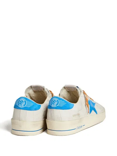 Golden Goose Stardan Star-printed Crocodile-effect Sneakers In White