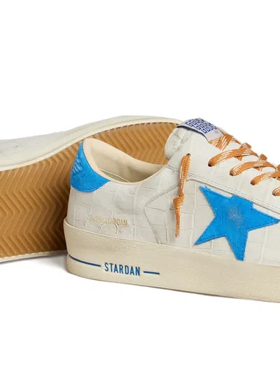 Golden Goose Stardan Star-printed Crocodile-effect Sneakers In White