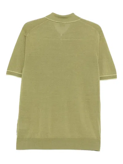 Hugo Boss Half-zip Linen Polo Shirt In Green