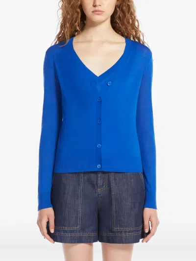 Weekend Max Mara Long-sleeved Cardigan And Vest Combination Two-piece Set In Blue