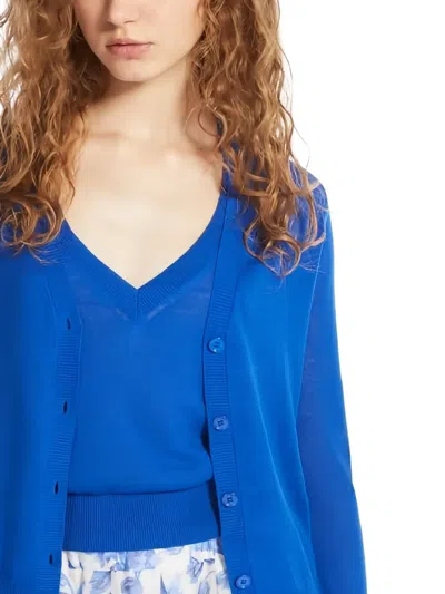 Weekend Max Mara Long-sleeved Cardigan And Vest Combination Two-piece Set In Blue