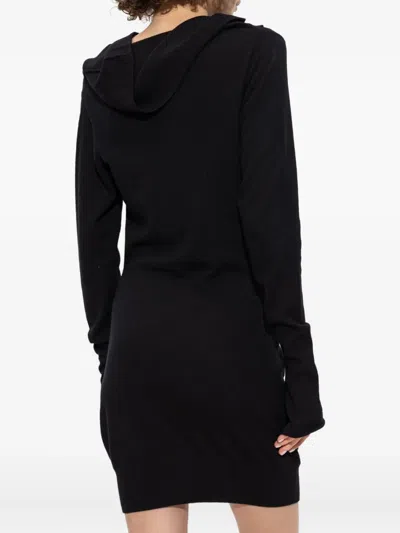 Attico Mock-neck Button-up Mini Dress In Black