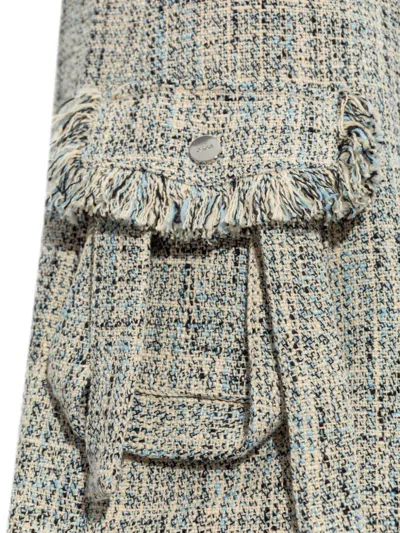 Ganni Belted Mini Tweed Skirt In Gray