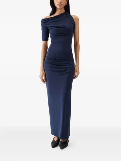 Jacquemus Draped One-shoulder Dress In Blue