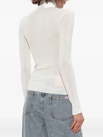 Self-portrait Ribbed High-neck Top In Neutral