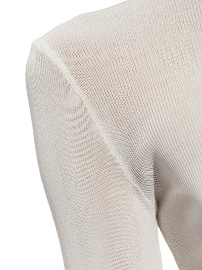 Self-portrait Ribbed High-neck Top In Neutral