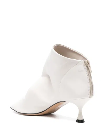Marc Ellis 35mm Leather Ankle Boots In White