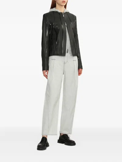 Ader Error Striped Leather Jacket
