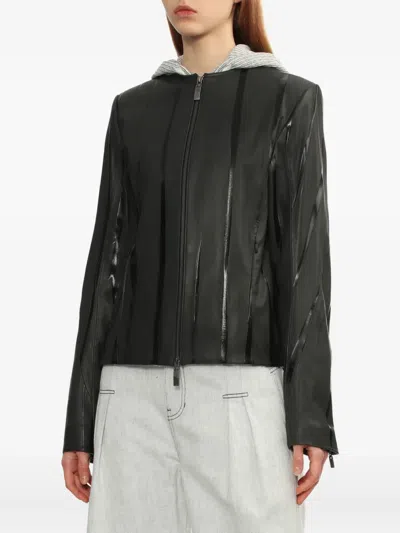 Ader Error Striped Leather Jacket