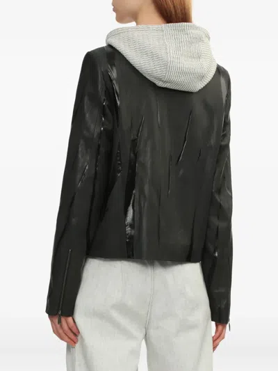 Ader Error Striped Leather Jacket