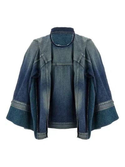 Junya Watanabe Double-layer Faded Denim Jacket With Chest Pockets