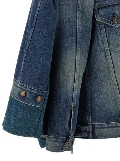 Junya Watanabe Double-layer Faded Denim Jacket With Chest Pockets