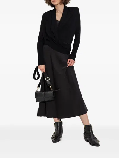 Allsaints Pirate Wrap-over Recycled Cashmere-blend Cardigan In Black