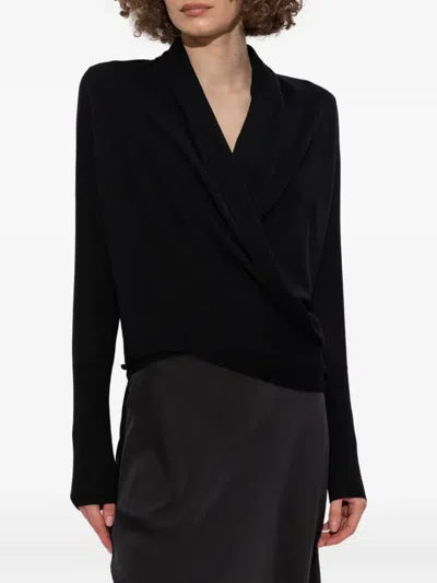 Allsaints Pirate Wrap-over Recycled Cashmere-blend Cardigan In Black