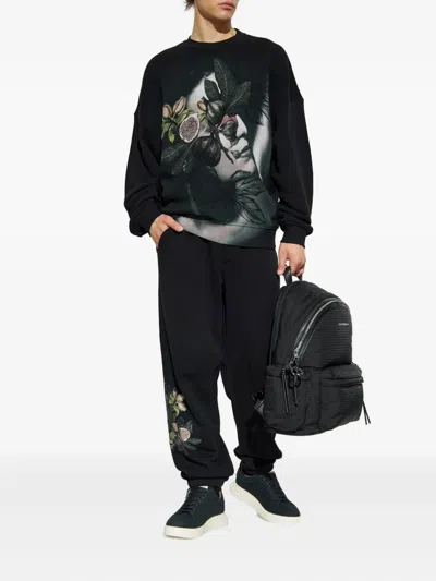 Emporio Armani Elastic Waist Sweatpants In Black