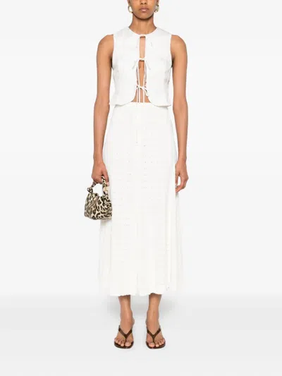 Sandro Button-front Flared Skirt In White
