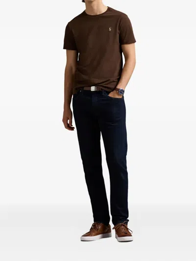 Polo Ralph Lauren Logo-embroidered T-shirt In Brown