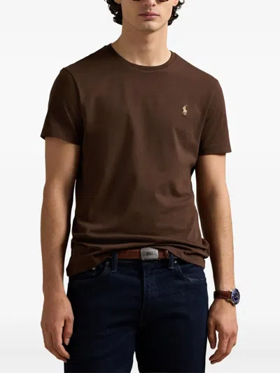 Polo Ralph Lauren Logo-embroidered T-shirt In Brown
