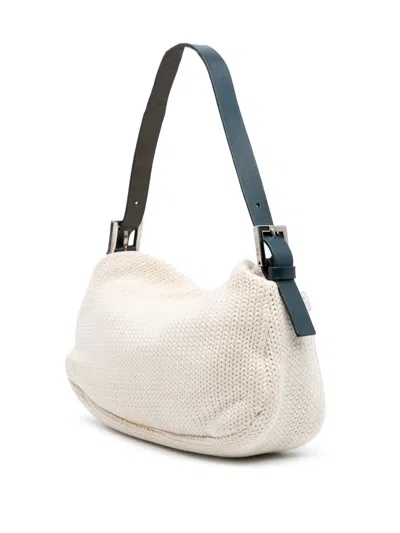 Pre-owned Fendi 2000-2010 Knitted Wool Double Flap Shoulder Bag