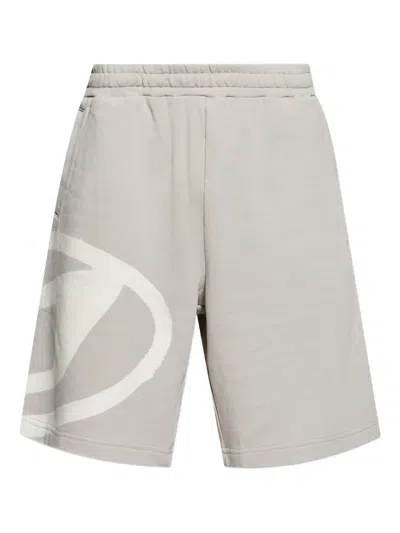 Diesel Crow Logo-print Drawstring Shorts In Gray