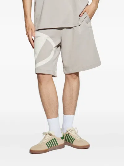 Diesel Crow Logo-print Drawstring Shorts In Gray