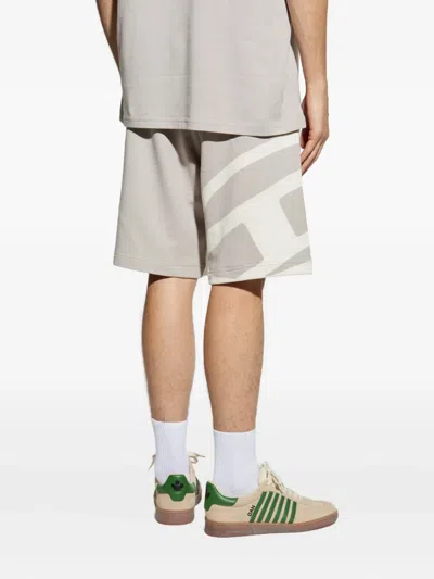 Diesel Crow Logo-print Drawstring Shorts In Gray