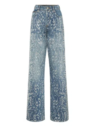 Philipp Plein Rhinestone-embellished Jeans In Blue