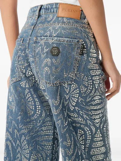 Philipp Plein Rhinestone-embellished Jeans In Blue