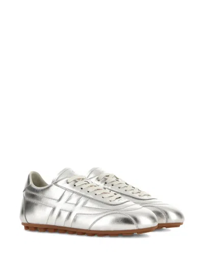Hogan Metallic Leather H671 Allacciato Sneakers In White