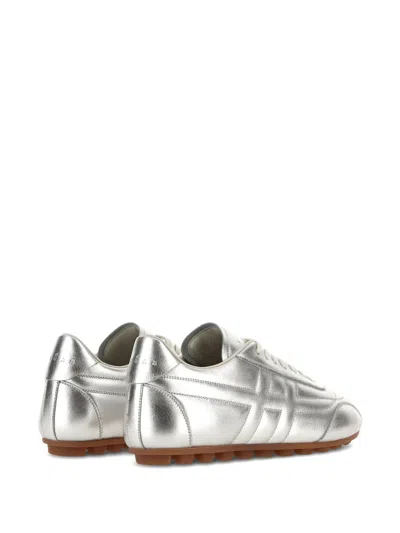 Hogan Metallic Leather H671 Allacciato Sneakers In White