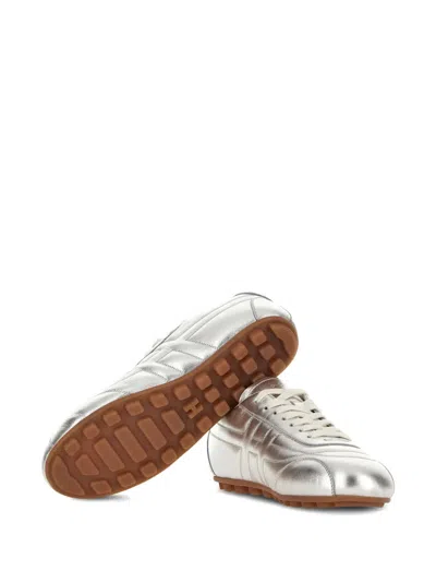 Hogan Metallic Leather H671 Allacciato Sneakers In White