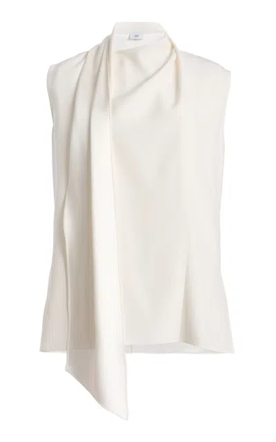 Adam Lippes Scarf-detailed Satin-back Crepe Blouse In Neutral