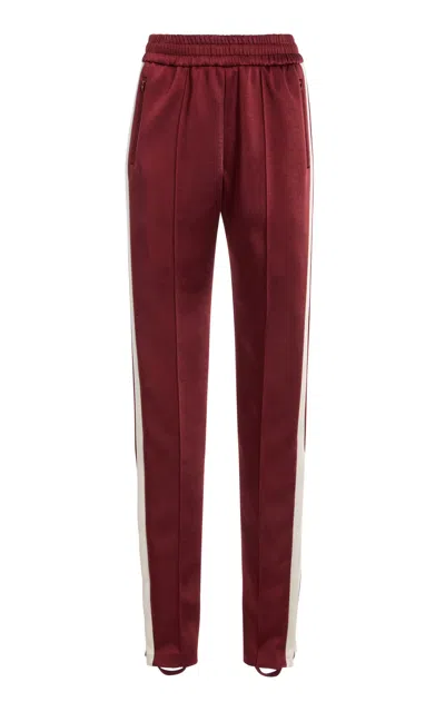 Adam Lippes Bi-color Satin Stirrup Joggers In Burgundy