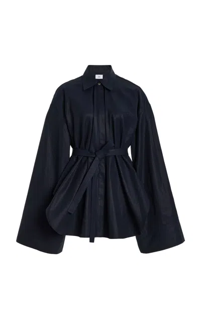 Adam Lippes Wrap Cotton-poplin Shirt In Blue