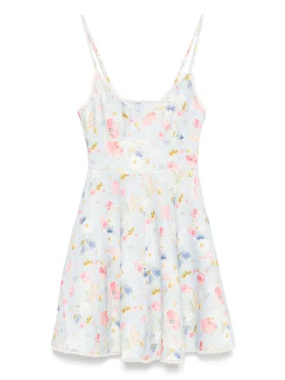 Zimmermann Lucky Lace-trimmed Floral-print Linen Mini Dress