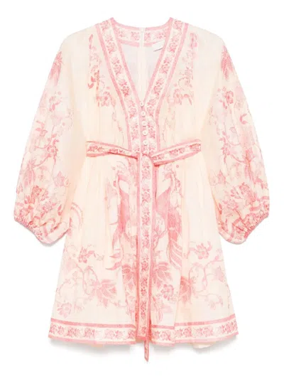 Zimmermann Lucky Printed Mini Dress In Pink