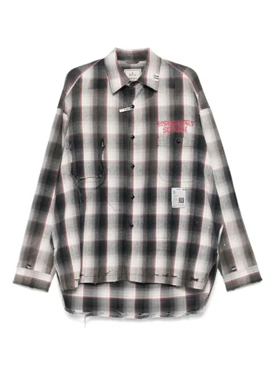 Miharayasuhiro Maison Mihara Yasuhiro Grey Checked Shirt With Distressed Finish
