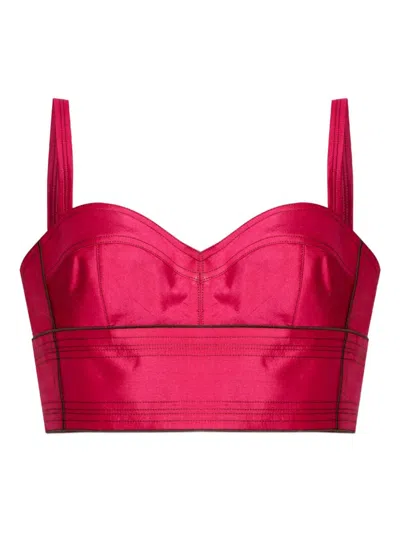 Tory Burch Crop Top With Straps In Pink