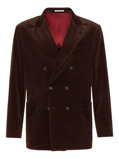 Brunello Cucinelli Brown Double-breasted Jacket In Brown