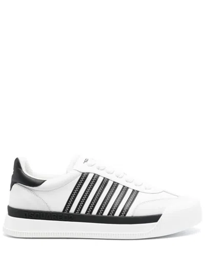 Dsquared2 Blackwhite Black White New Jersey Leather Sneakers In White