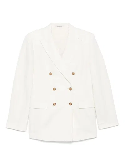 Calvin Klein Tech Texture Waistcoat With Peak Lapels And Flap Pockets In White