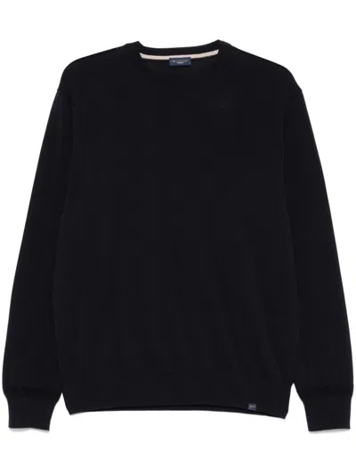 Paul & Shark Ribbed Crew Neck Sweater In Black