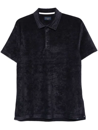 Paul & Shark Collared Velvet Short Sleeve Polo In Black